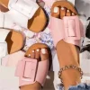 Women's Fashion Belt Buckle Flat Slippers