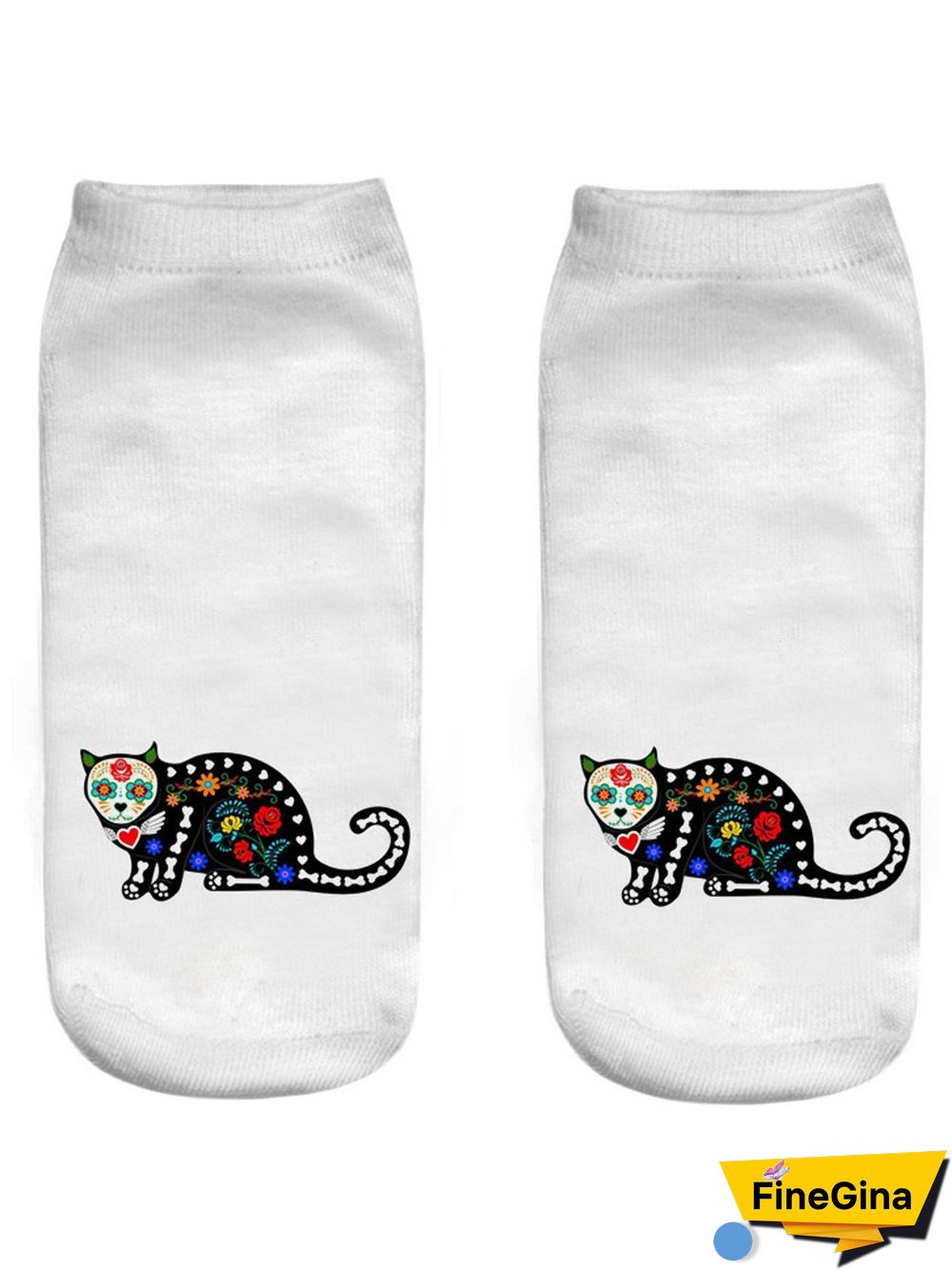Halloween 3D Printing Black Cat Pattern Socks Festive Decoration Funny Socks