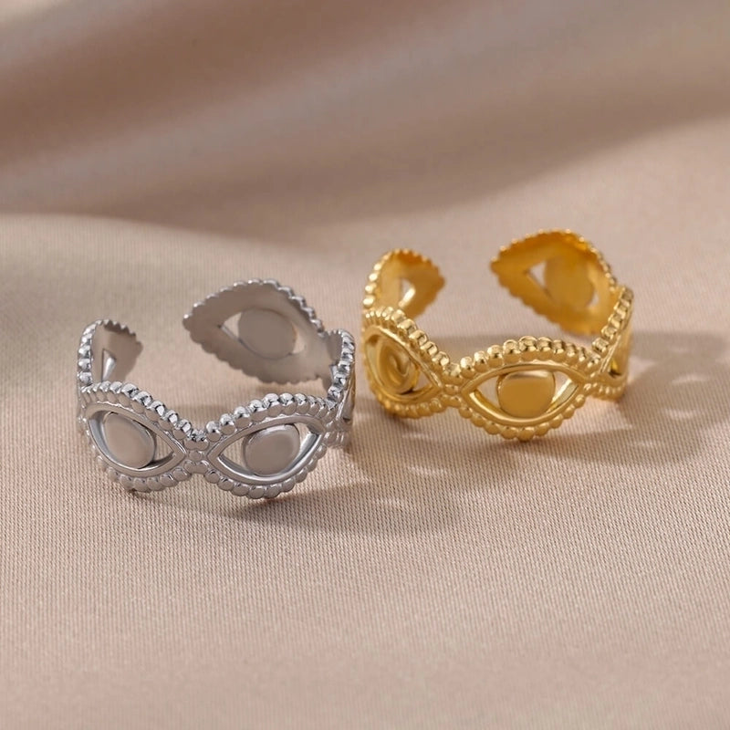 1 Piece Fashion Leaf Stainless Steel Inlaid Gold Open Ring