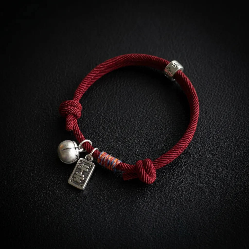 JiStones Serenity & Prosperity Bracelet - Hand-Woven S925 Sterling Silver Tibetan Red Cord Crimson Red with Sterling Silver Charms