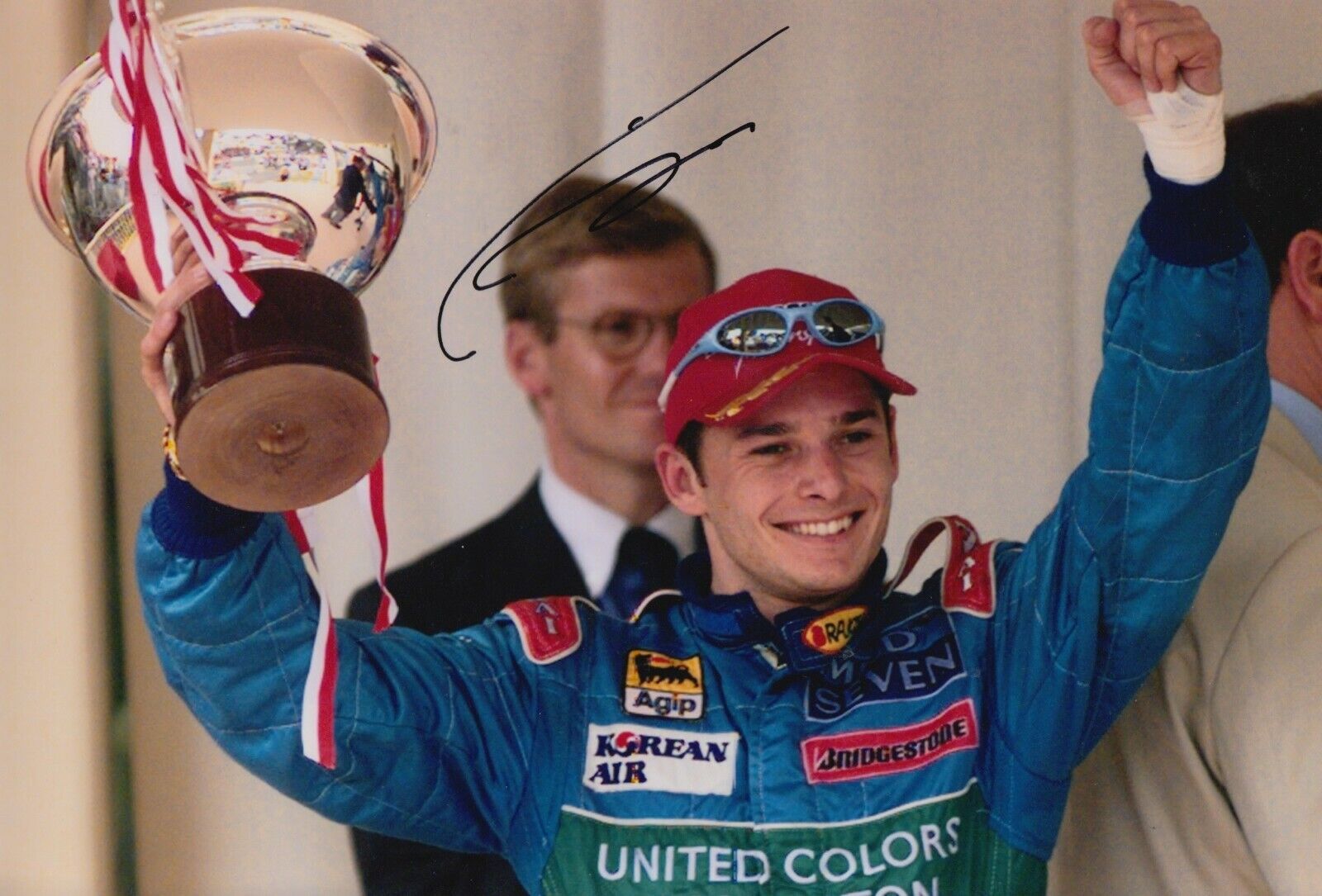 Giancarlo Fisichella Hand Signed 12x8 Photo Poster painting - F1 Autograph Podium.