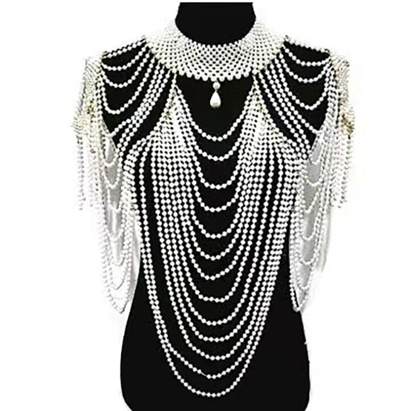 Tassel Design Handmade  Pearl Shoulder Chain-VESSFUL