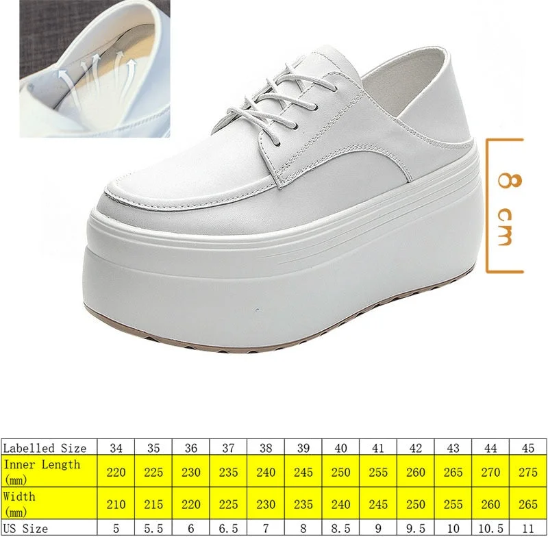 Fujin 8cm Height Increased Genuine Leather Women Casual Shoes Chunky Sneakers Platform Flats Women Vulcanized Shoes Za Fashion
