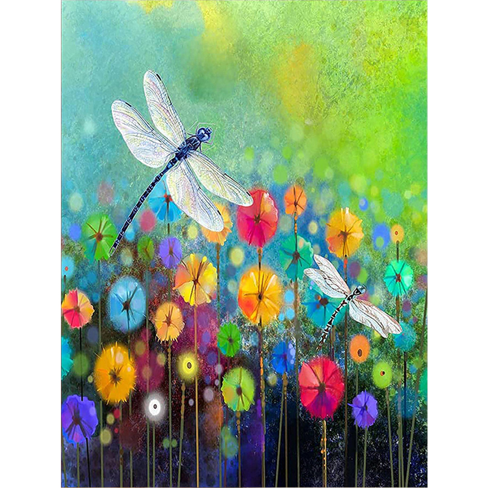 Green Meadow Flowers-Paint by Numbers-12"x16"/30x40cm