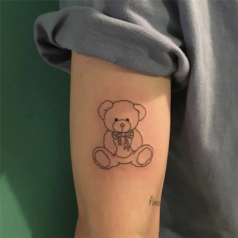 Cute Litter Bear Temporary Tatoo Arm Waist Decal Kid Women Men Body Art Fake Tattoo Stickers Tatoos Black Cartoon