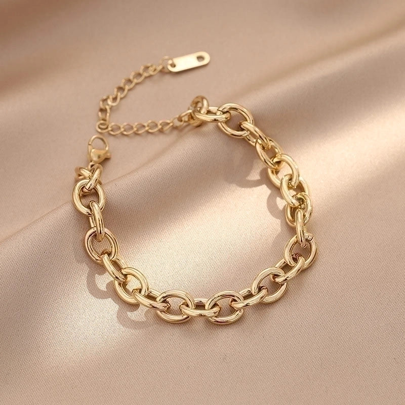 Retro Geometric 304 Stainless Steel Gold Plated Bracelets In Bulk