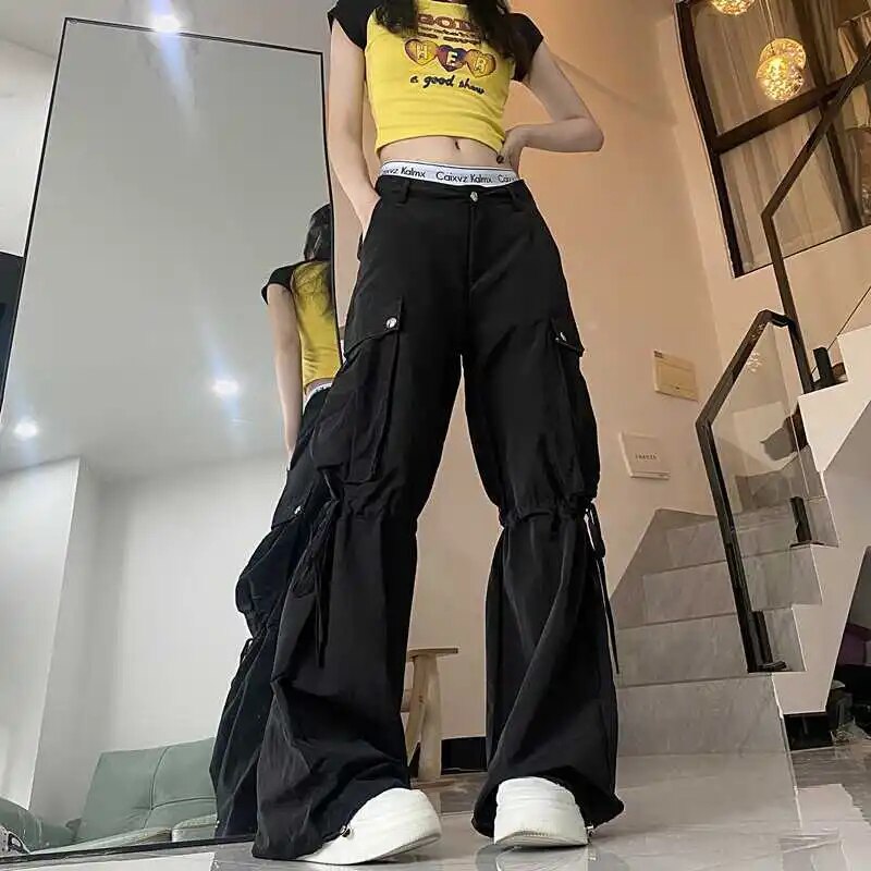 Aquavibeshop fall casual outfits women 2024 Japanese Y2K Cargo Pants Women Harajuku Oversize Wide Leg Trousers Female Hip Hop Streetwear Bottom Pockets Autumn