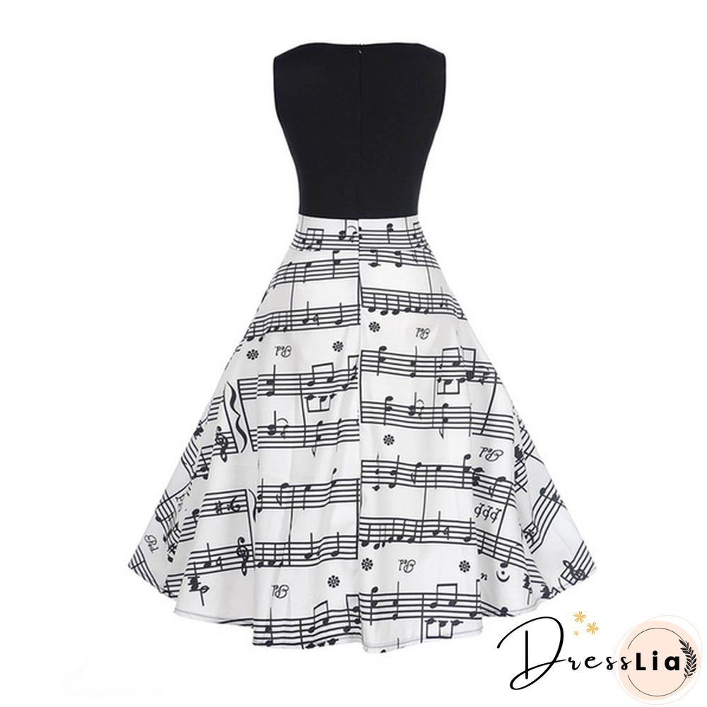Women Vintage Printing Bodycon Sleeveless Casual Evening Party Prom Swing Dress ( Size: S - XXL )
