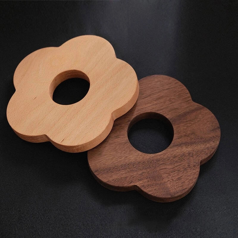 Japanese Style Cookie Coaster Beech Wood Black Walnut Wood Insulation Mat Placemat Coaster Cute Simple Pat Wind Insulation Mat