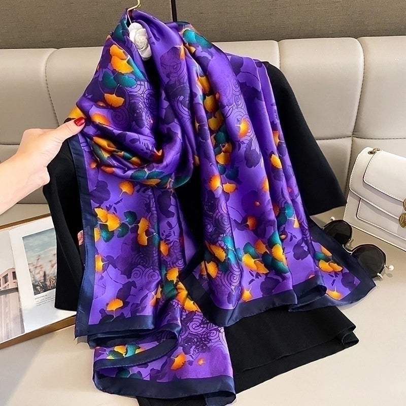 Adults Ig Style Mango Satin Printing Silk Scarf Shawl