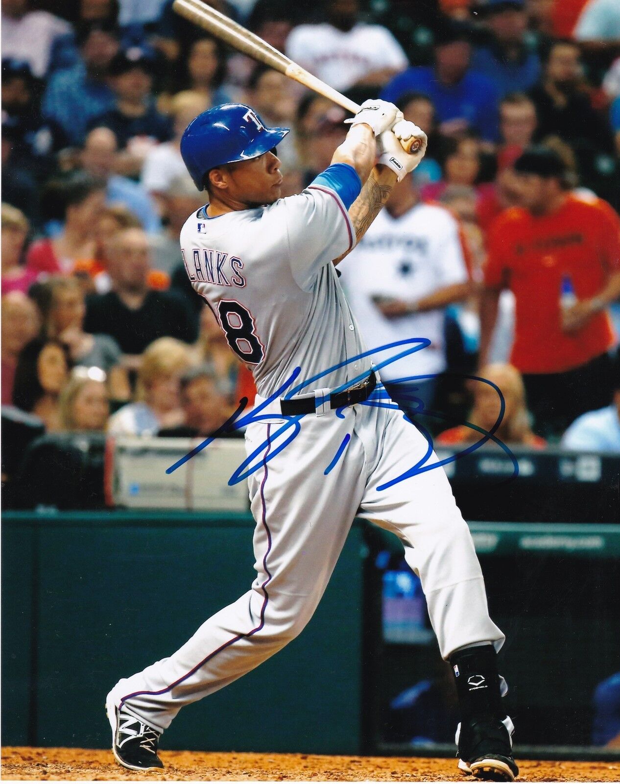 KYLE BLANKS TEXAS RANGERS ACTION SIGNED 8x10