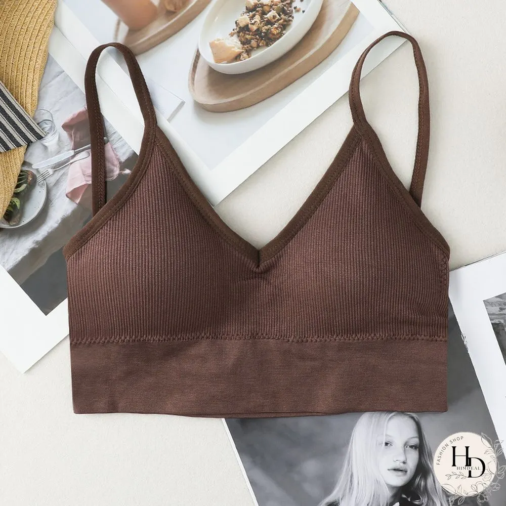Womens Seamless Bras for Deep Neck Steel Ring Underwear Detachable Vest Sports Short Top