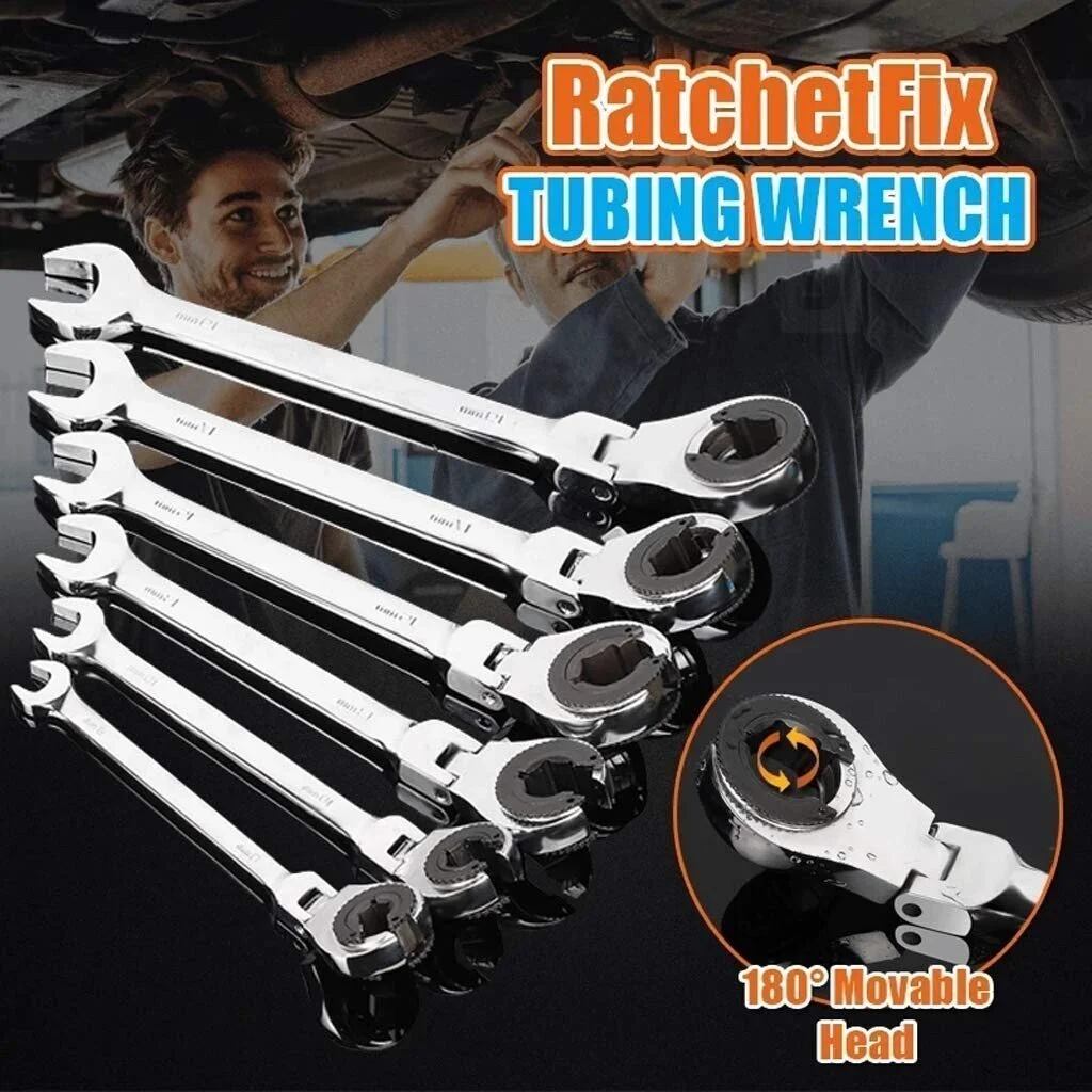 🔥Last Day 49% OFF🔥Open Tubing Ratchet Wrench (Fixed Head-Flexible Head 2 IN 1)