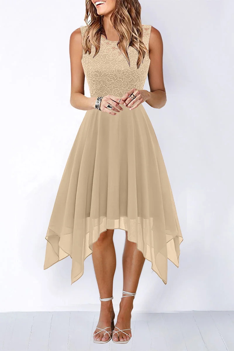 Elegant Formal Solid Asymmetrical O Neck Evening Dress Dresses
