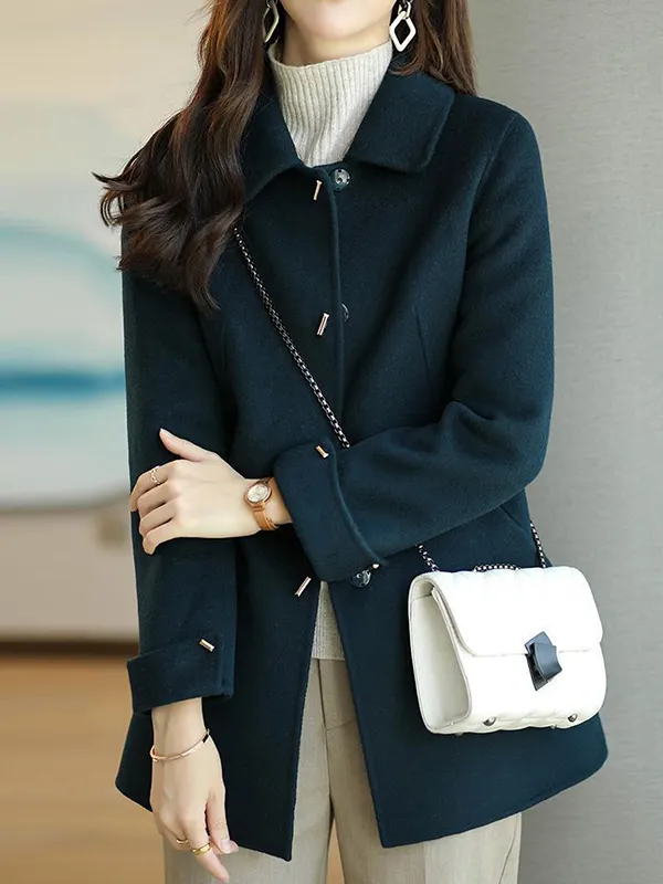 Long Sleeve Solid Color Lapel Outerwear