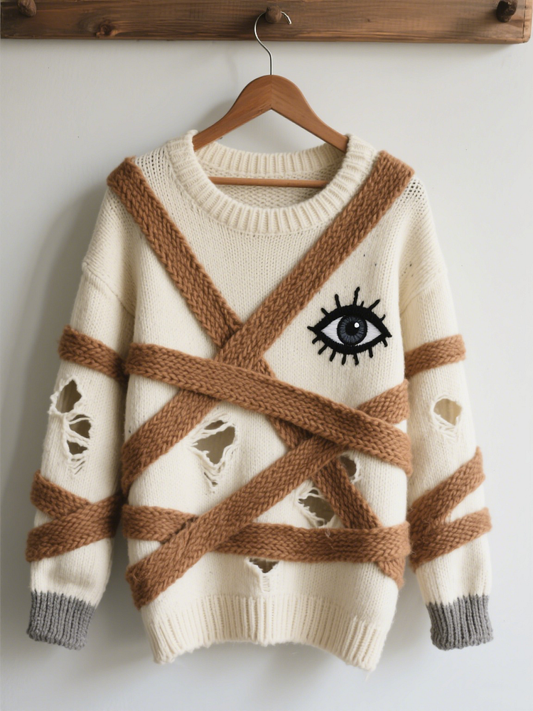 Halloween Contrast Patch Comfort Knitted Sweater