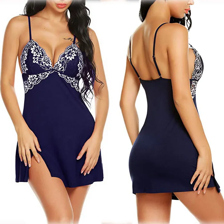 Churchf New Sexy Lingerie Sexy Print Lace Lace Back Hollow Slings Sleeping Skirt