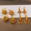 Creative Blue Red Painting Golden Earrings