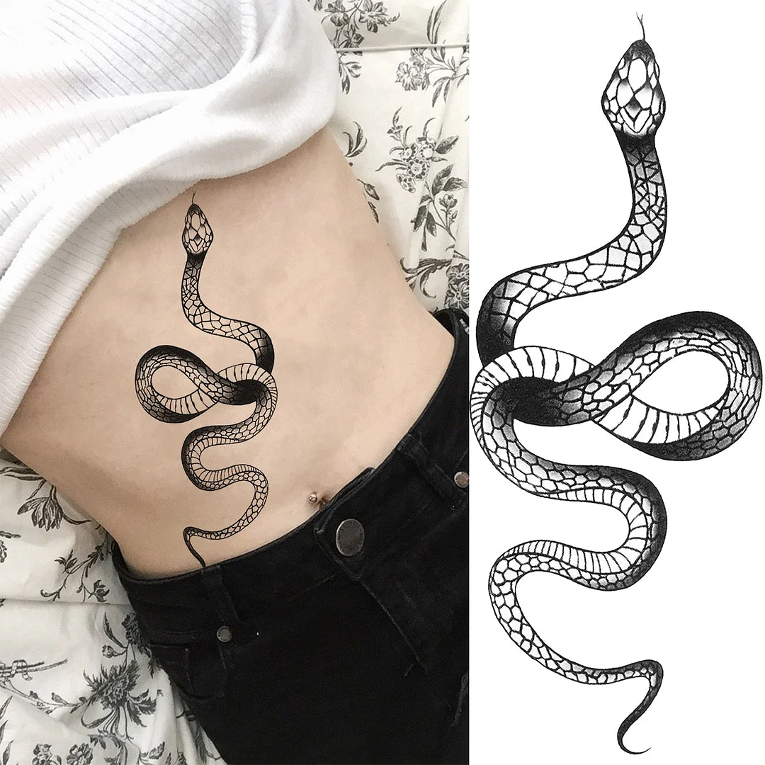 Realistic Snake Unique Forearm Temporary Tattoos For Men Adult Serpent Moon Fake Tattoo Waterproof Body Art Painting Tatoo Paper