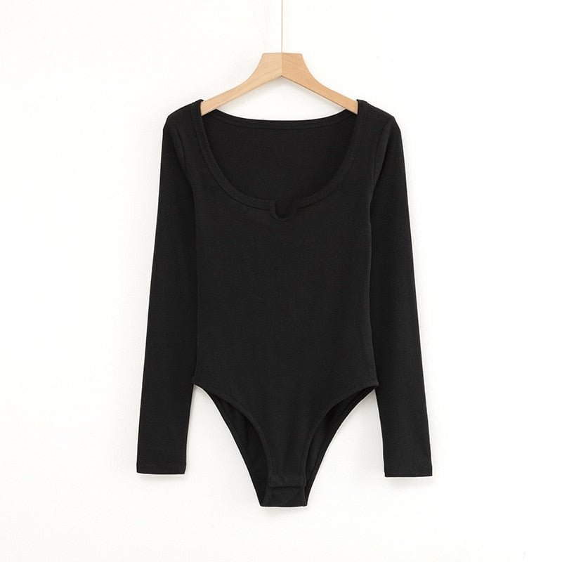 Sexy and hot low-cut one-piece women's tight-fitting long-sleeved top with slim nightclub women's Kardashian same style