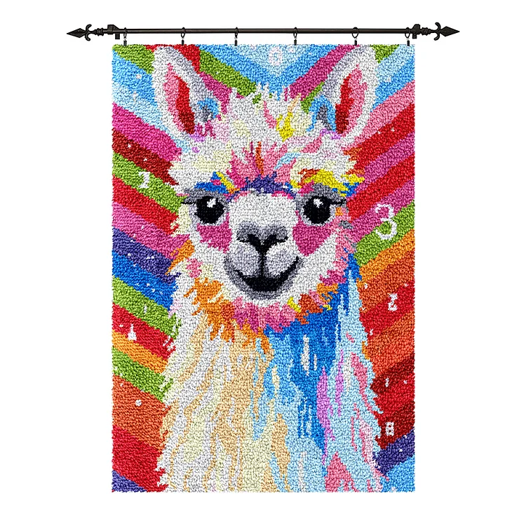 [Large Size] Colorful Alpaca - Latch Hook Rug Kit veirousa