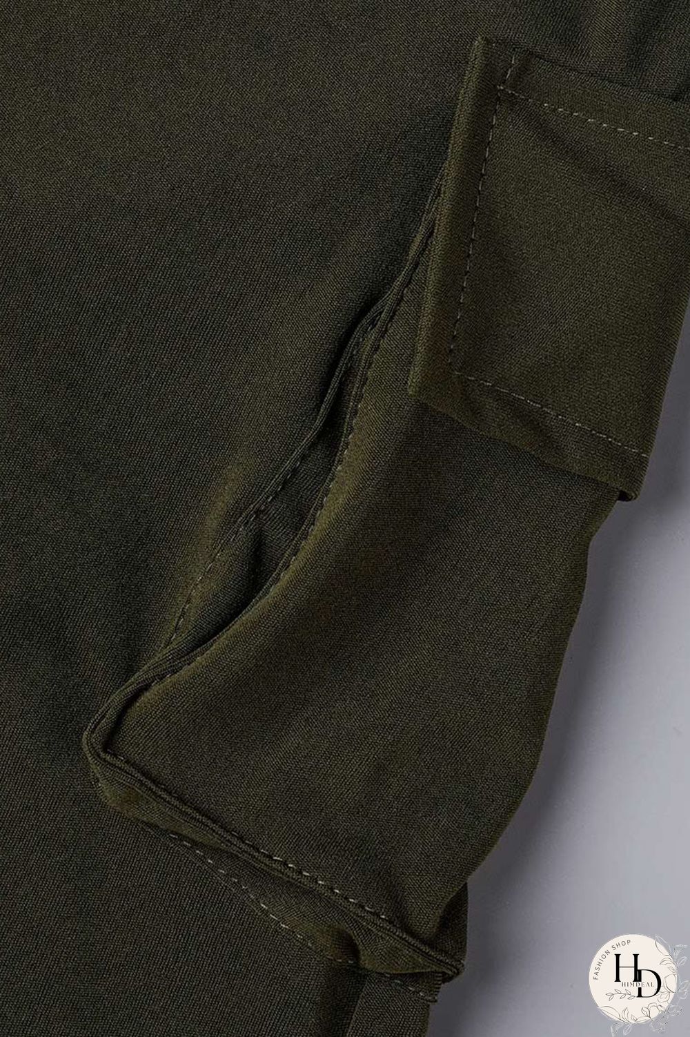 Khaki Casual Solid Bandage Patchwork Pocket Buckle Turndown Collar Short Sleeve Two Pieces