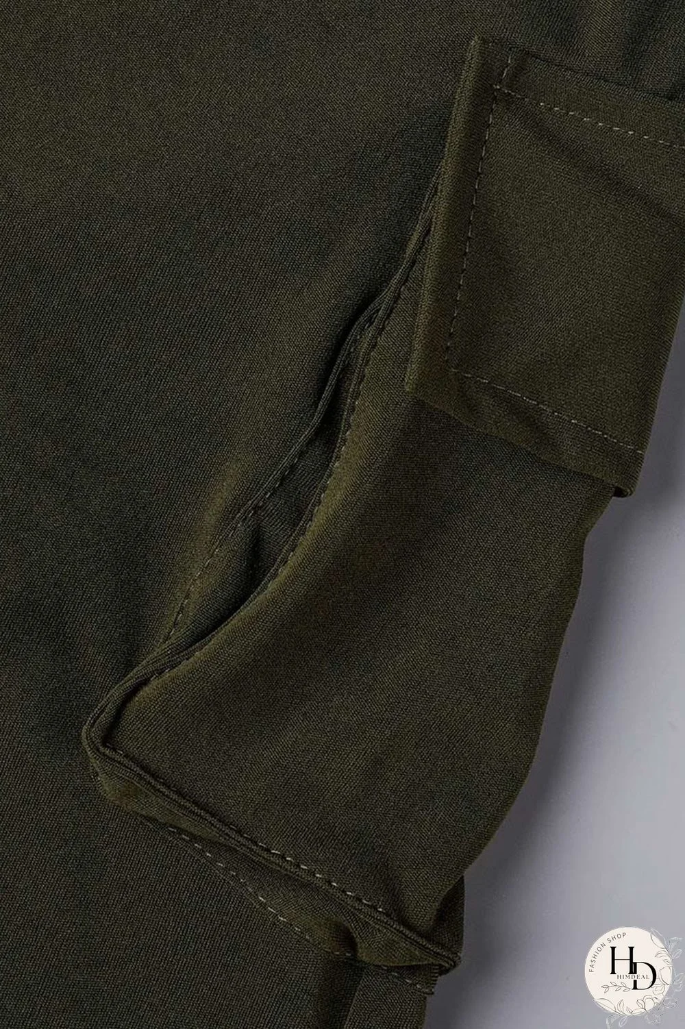 Khaki Casual Solid Bandage Patchwork Pocket Buckle Turndown Collar Short Sleeve Two Pieces