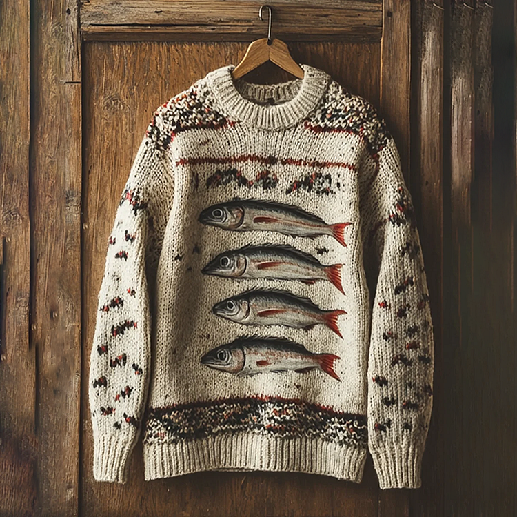 VChics Vintage Sardines Knitting Patterns Art Cozy Sweater