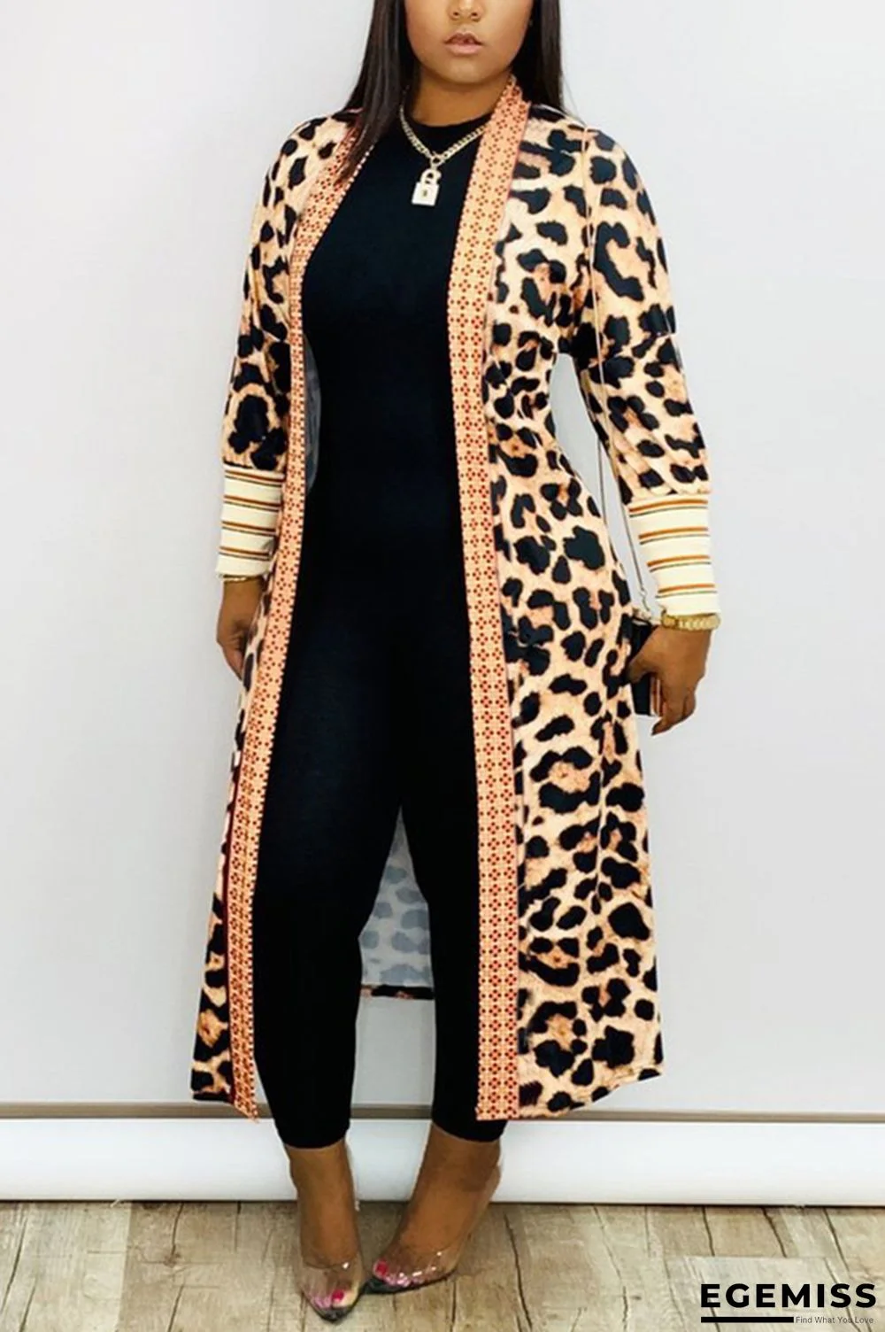 Leopard print Fashion Casual Extended Print Cape Coat | EGEMISS