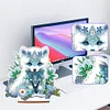Diamond Painting White Wolf Wooden Desktop Decor Ornaments