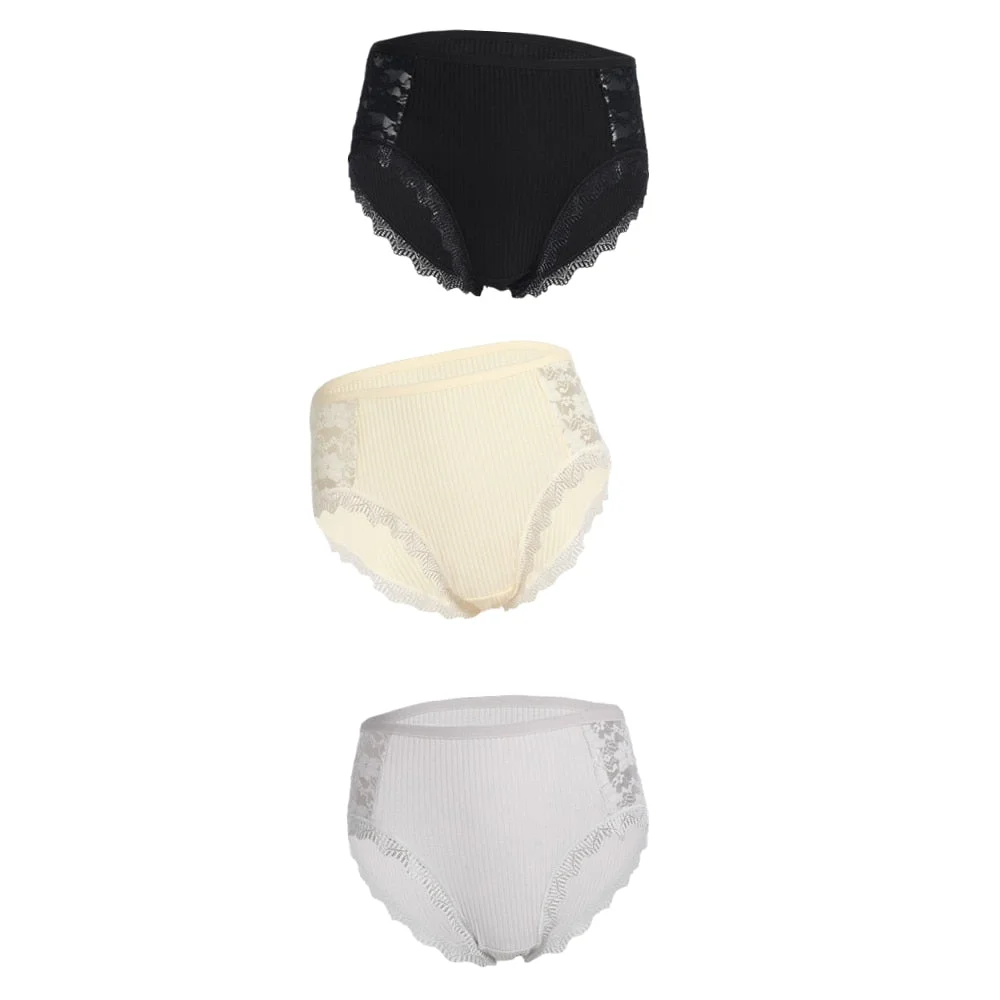 3PCS Hot Sale Cotton Panties Comfot Seamless High Waist Women's Panties Solid Lace Briefs Underwear Sexy Plus Size Underpants