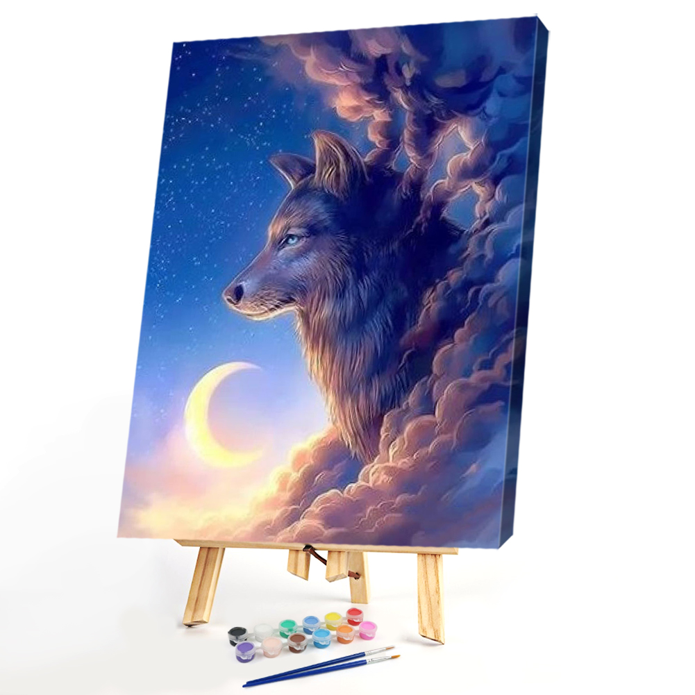 

40x50cm - Paint By Numbers Moon Wolf, 501 Original