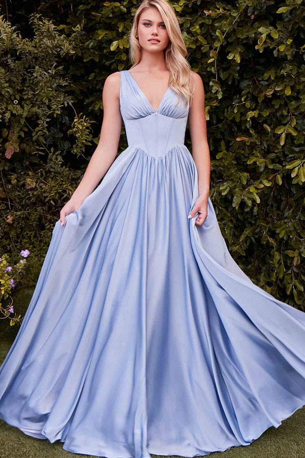 Ovlias Dazzling Wide Shoulder Straps Tailored Sleeveless Evening Dress LY0684