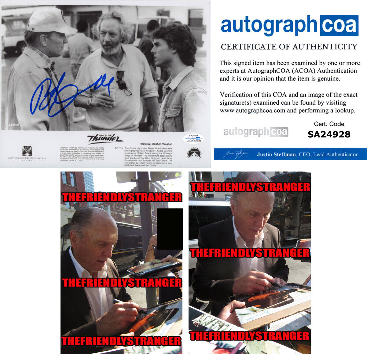 ROBERT DUVALL signed Autographed DAYS OF THUNDER