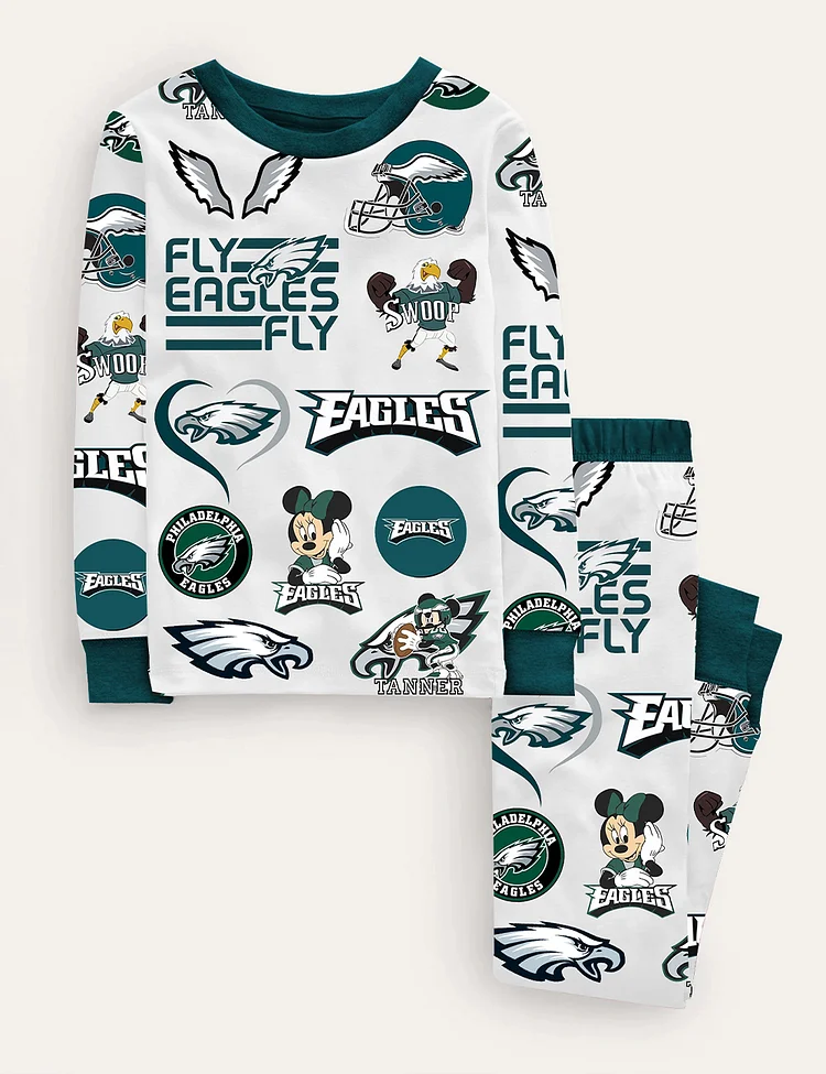 Kid's 2025 Philadelphia Lets Go Eagles Football Pajama Set
