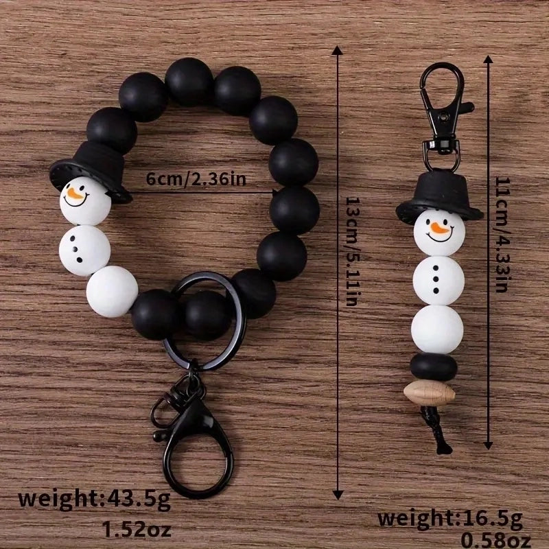 Cartoon Style Cartoon Snowman Alloy Silica Gel Beaded Christmas Bracelets Keychain