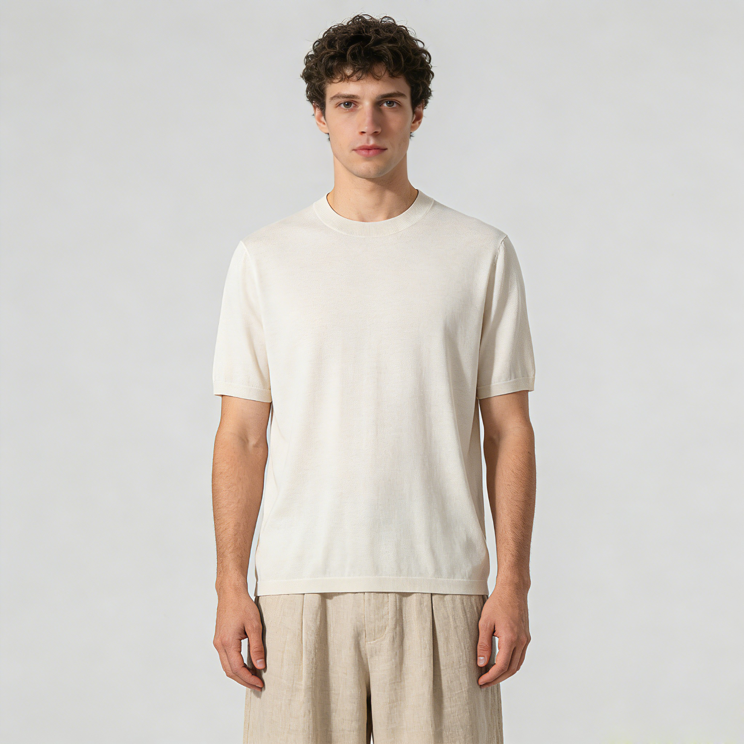 Men's Crewneck Silk Cashmere Shirt Sweater Classic | Spring Summer REAL SILK LIFE