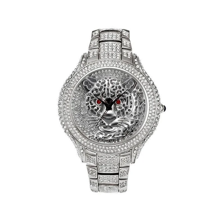 Mens Watches Luxury Tiger Quartz Iced Out Hiphop Jewelry-VESSFUL