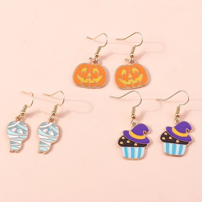 Halloween Funny Pumpkin Alloy Party Earrings