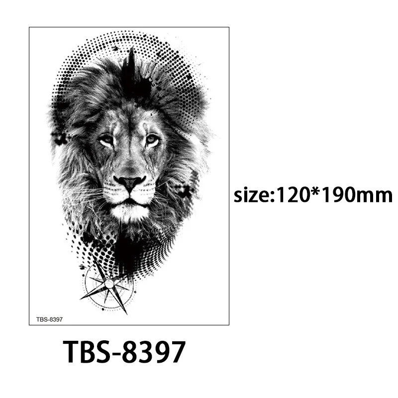 Sdrawing Forest King Animal Tattoo Sticker for Men Tiger Skull Skeleton Fake Tattoo for Women Wolf Tattoo Temporary Waterproof