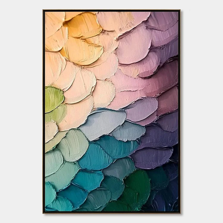RAINBOW SCALES: Colorful Impasto Abstract Painting（Canvas painting）