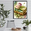 Fleurs et livres-plein rond diamant peinture-30 * 40cm