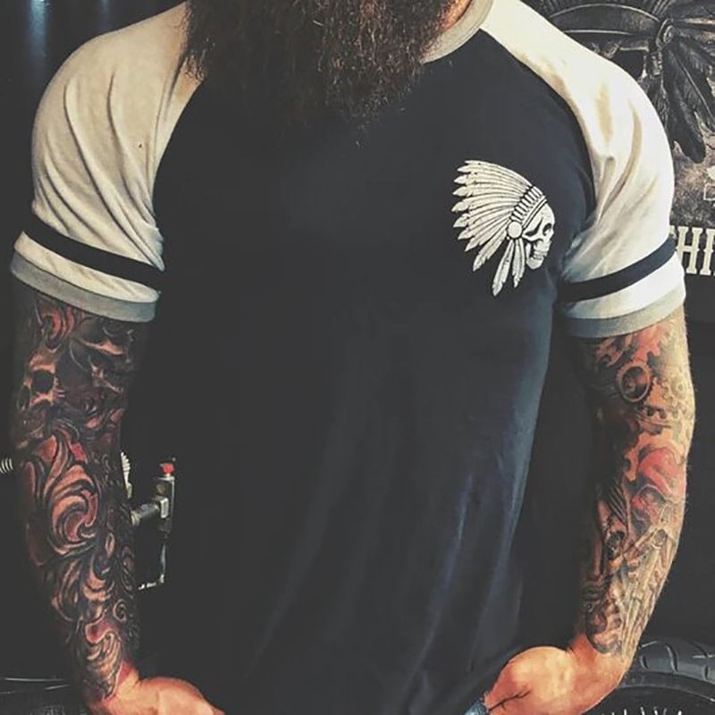 Chief White and black color-block printed short-sleeved T-shirt - Krazyskull