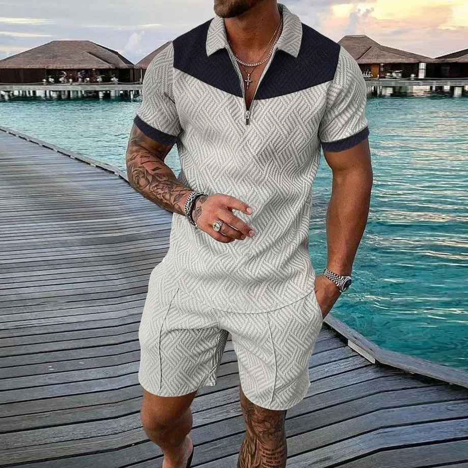 Vintage gray lapel polo suit