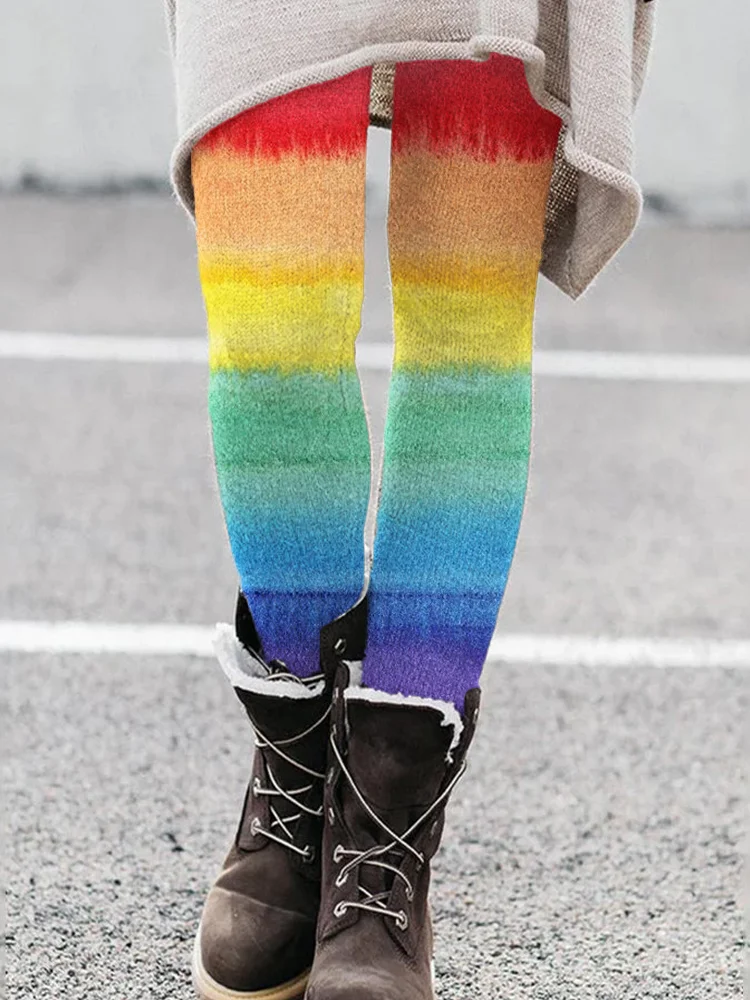 Rainbow Watercolor Art Comfy Leggings