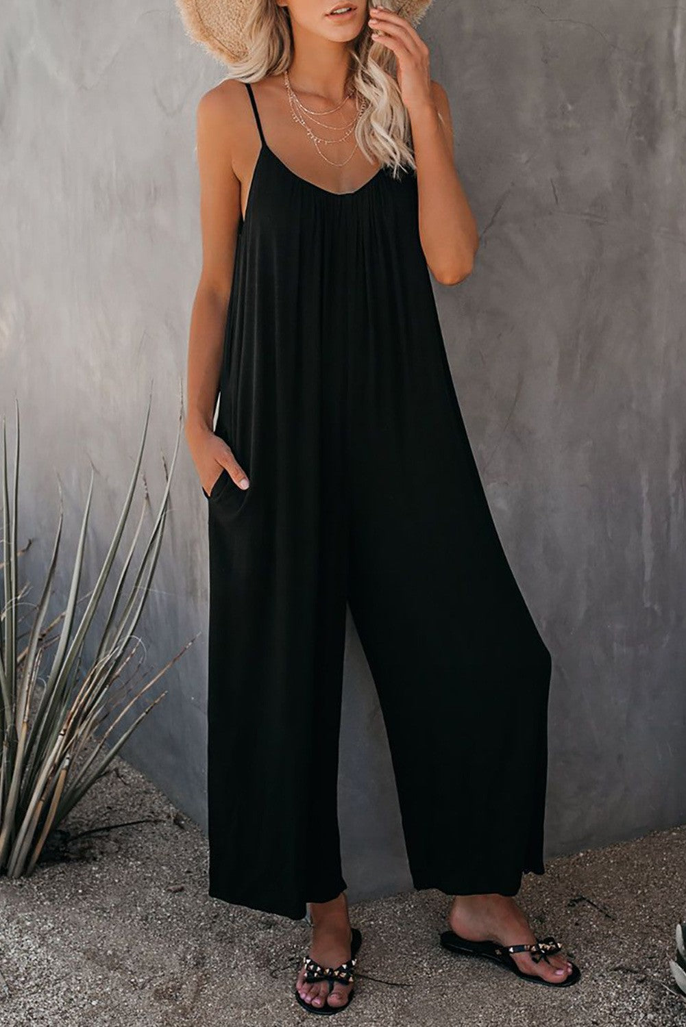 Women Summer Casual Black Jumpsuit