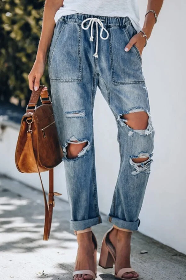 Fashion Broken Holes Loose Jeans