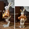 Easter Bunny Figurine with Top Hat and Pocket Watch Cute Small Bunny Table Clock for Spring Home Table Decor Party Supplies Gifts