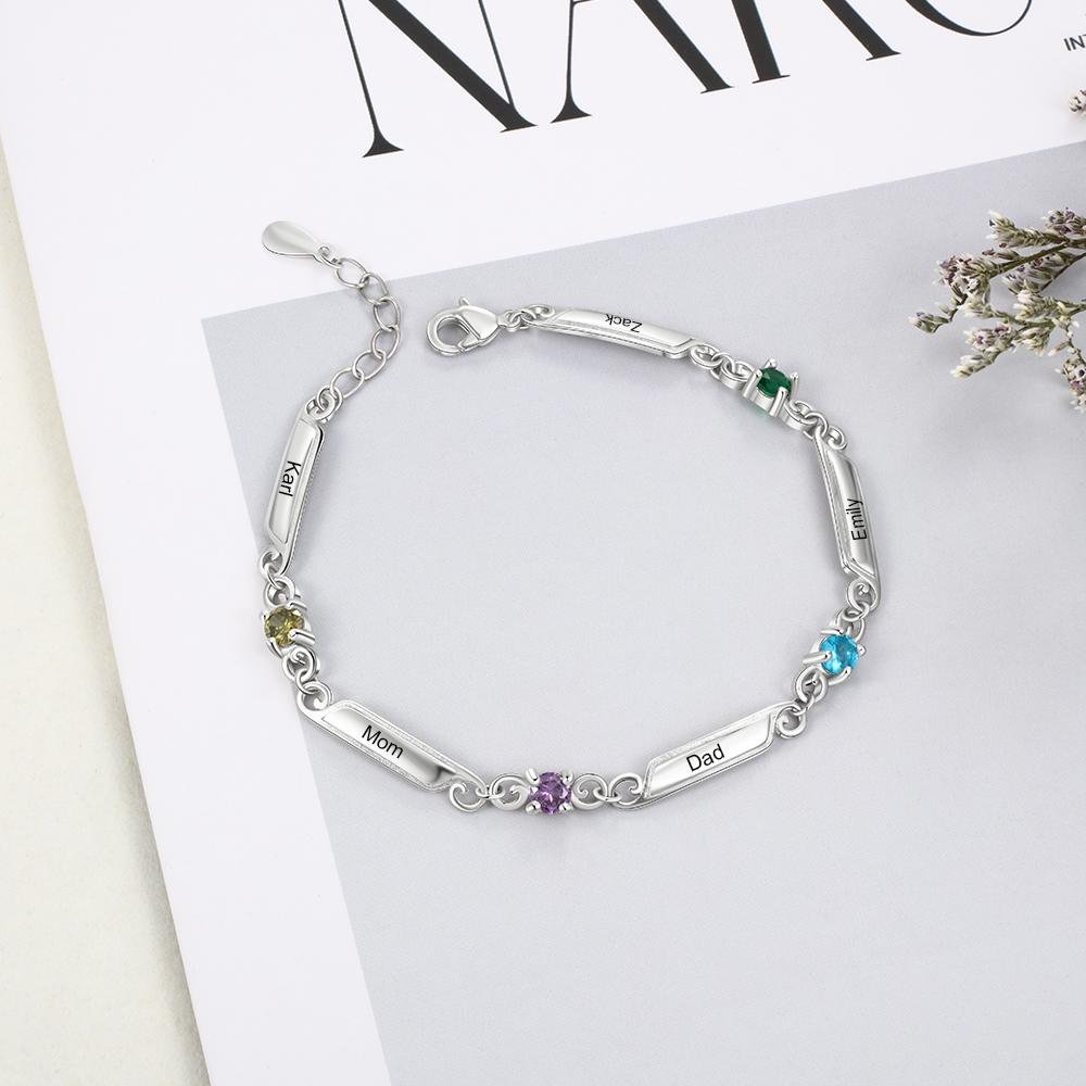 Mothers Day Gifts Infinity Love Heart Bracelet For Mom Personalized Charm Birthstone Bracelet For Women With 2-7 Birthstones Custom Name Bracelet For Women Mother Daughter
