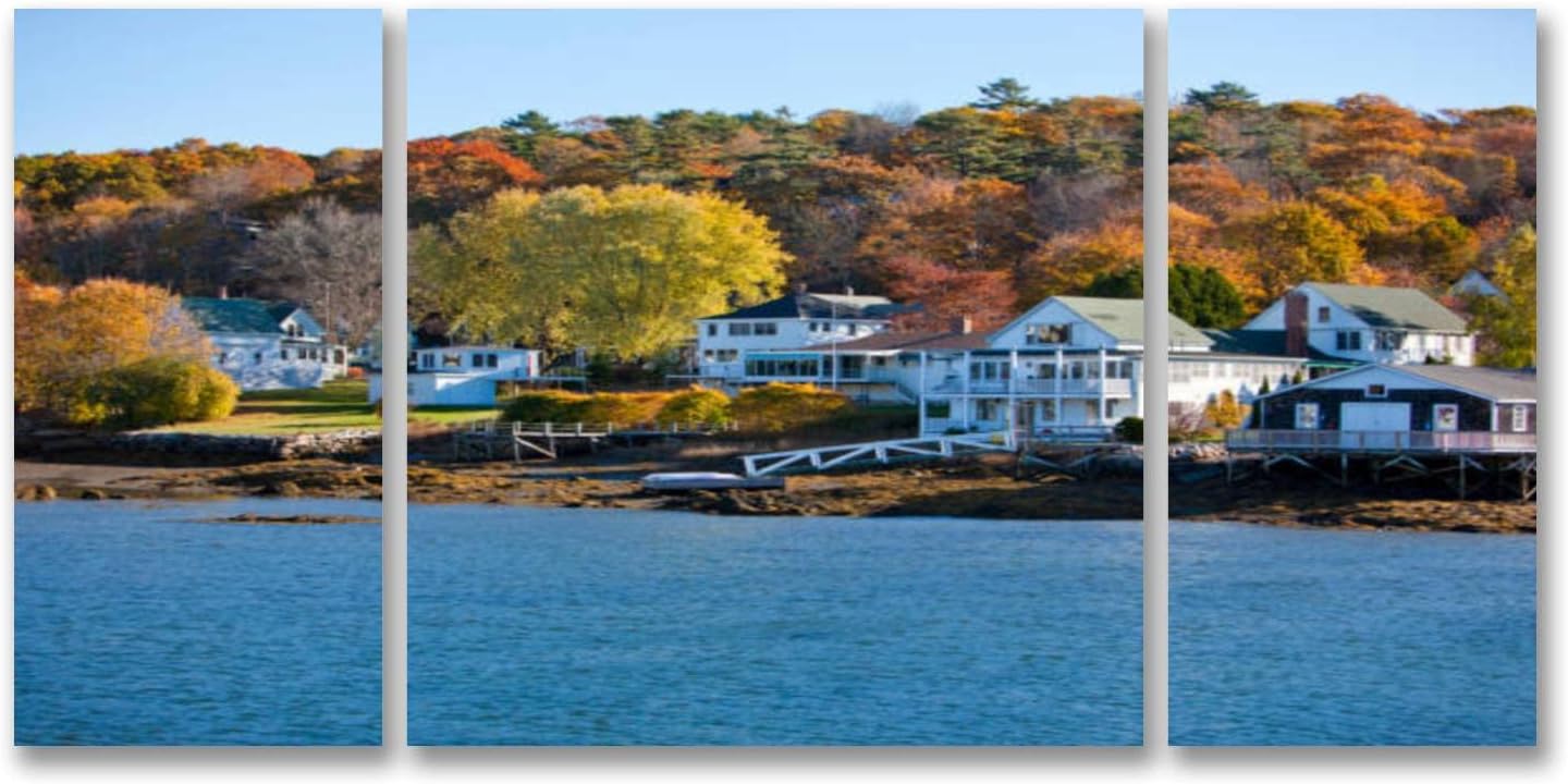 DQWIJAKX91 3 Piece Canvas Wall Art Prints Picture Colonial Houses Stretched & Framed Painting Poster Artwork Home Decor for Living Room Ready to Hang Color8